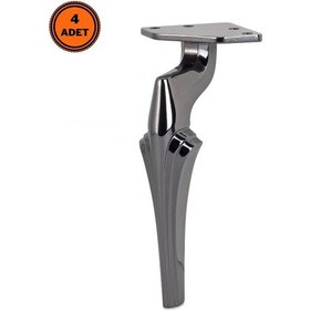 Resim 4 Adet Zeus Lüx Metal Ayak 21 Cm Füme Mobilya Koltuk Ayağı 