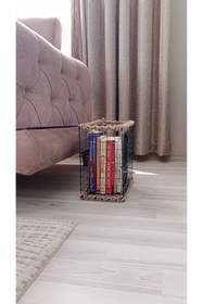Resim Egindra Dekoratif Hasır Gazetelik / Dergilik / Kitaplık / Metal Tel Hasır Örgülü düzenleyici 
