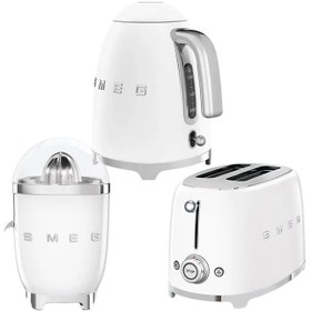 Resim Smeg Beyaz Kettle- Ekmek Kızartma Makinesi Ve Narenciye Sıkacağı Seti-TSF01CJF01KLF03 