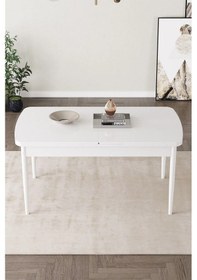 Resim Clara Beyaz 80x132 Açılabilir Mdf Masa Yemek Odası Takımı,mutfak Takımı 4 Sandalye 1 Bench Siyah 