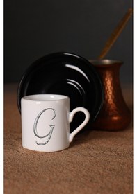Resim Türk Kahvesi Fincanı Siyah Altlık Harf, Espresso Fincanı Siyah Altlık Harf Siyah4 