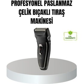 Resim Profesyonel Şarjlı Saç Ve Sakal Tıraş Makinesi - Çelik Bıçaklı, Ayarlanabilir Başlıklı, Kablosuz 