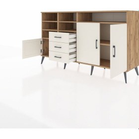 Resim Kronos Konsol 7 Raflı 3 Çekmeceli 3 Kapaklı 176x59x99 Çam-aytaşı Aytası - Atlas Çam 