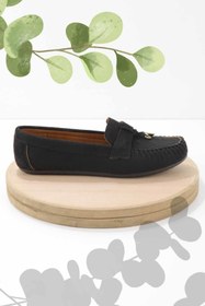 Resim Bambi Siyah Süet Kadın Loafer Ayakkabı K01778166602 