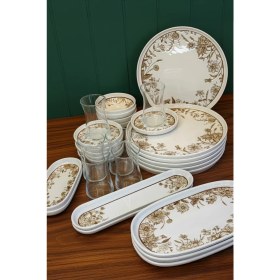 Resim iselahome Lunay Kabartma Desenli Porselen Kahvaltı Takımı 6 Kişilik 29 Parça 