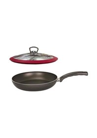 Resim Mehtap Teflon Tava 24 CM Kırmızı Silikon Kapaklı 