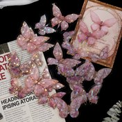 Resim DIY El İşleri, Scrapbooking ve Günlük Süsleme için 20 Adet 3D Holo Kelebek Etiketleri - Parıldayan Kristal Etkili Renkli Pembe PET Kelebekler, Çeşitli Boyutlar, Kendinden Yapışkanlı & Yeniden Kullanılabilir 