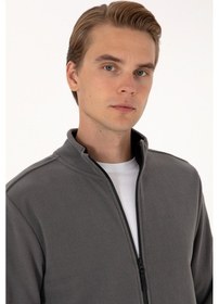 Resim U.S. Polo Assn. Erkek Regular Fit Gri Polar Örme Hırka 50313779-VR024 
