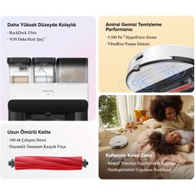 Resim Roborock Çöp Istasyonlu Çift Rulo Fırça Hassas Haritalama Akıllı Yön Bulma 5500PA Robot Süpürge + Yedek Temizlik Seti , Lambader Hediye 