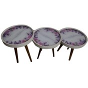 Resim Zigon Sehpa Çember Akasya Model Kayın Retro Parlak Ceviz 3 Ayak Ü 