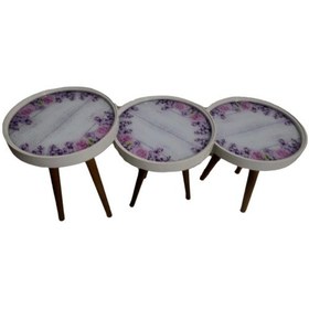 Resim Zigon Sehpa Çember Akasya Model Kayın Retro Parlak Ceviz 3 Ayak Ü 