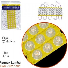 Resim Carub 12V Parmak Lamba Led Camlı Soft Sarı 10 Lu Br0409938 
