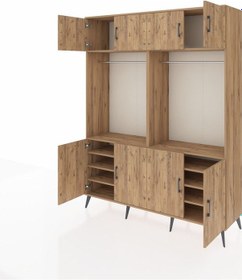 Resim Hyperion Gardrop 10 Raflı 8 Kapaklı 2 Askılı 176x44x221 Çam-çam Beyaz 