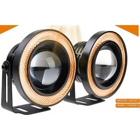 Resim Eraks Car Accesories 89 MM Turuncu Mercekli Angel Led Halkalı Metal Gövde Sis Far 