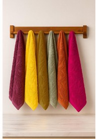 Resim 6 Lı El Yüz Renkli Havlu Seti %100 Pamuklu 50x90 Cm Velora Koleksiyon Fuşya 