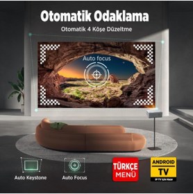 Resim Vankyo Leisure L470A Android TV 1080P Destekli Projeksiyon Cihazı +Auto Focus+Auto Keystone+6G WiFi+ 