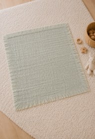 Resim Bebitof Müslin 90x110 cm. 4 Katlı Çocuk & Bebek Müslin Örtü Battaniye %100 Pamuk Saçaklı 