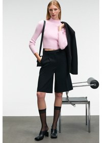 Resim Grimelange CALIDA Kadın Dik Yaka Fitilli Görünümlü Slim Fit Triko Pembe Kazak 