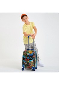 Resim Coral High Kids Siyah Mavi Grafiti Desenli Çocuk Valizi 16760 