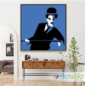 Resim Mavi Chaplin Baston Yana Kanvas Tablo 