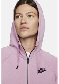 Resim Nike Sportswear Essential Fleece Full Zip Hoodie Kadın Kapüşonlu Sweatshirt Pembe Pembe 