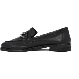 Resim Derimod Kadın Siyah Tokalı Deri Maskülen Loafer 26PFD150718 