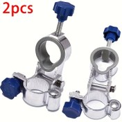 Resim 2'li Paket Alüminyum Balıkçılık Şemsiye Kelepçe Bağlantı Elemanları - 180° Ayarlanabilir Döner Tasarım, Kolay Araçsız Takma/Ayırma için Güvenli Vidalı Kilitli Dayanıklı Hafif Mavi Kelepçeler, Açık Hava Balıkçılık Ekipmanı Aksesuarları, Sağlam Yapı 