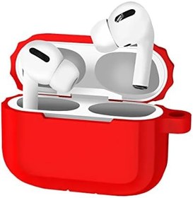 Resim BUFF LABS Airpods Pro Uyumlu Rubber Silicone Case Kancalı Yumuşak Silikon Kılıf Airpods Pro 1 ve Pro 2 Uyumlu Kulaklık Kılıfı (Kırmızı) 