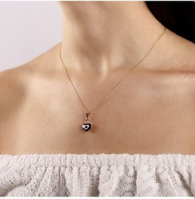 Resim 14 Ayar Nazarlık Altın Kolye Mine Kalp Iki Taraflı 