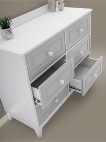 Resim Aymini Silver Çok Amaçlı Dolap , Çekmeceli Şifonyer Kapaklı Şifonyer 6 Çekmeceli Şifonyer 