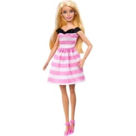 Resim TKÇ HTH66 Barbie 65.yıl Özel Pembe Elbiseli Bebek 
