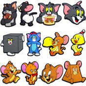 Resim Tom ve Jerry Ayakkabı Şansları DIY Aksesuarları Düğmelerle Birlikte Balonlu Kaydıraklar Sandaletler İçin Uygun, Pili Olmadan 