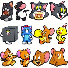 Resim Tom ve Jerry Ayakkabı Şansları DIY Aksesuarları Düğmelerle Birlikte Balonlu Kaydıraklar Sandaletler İçin Uygun, Pili Olmadan 