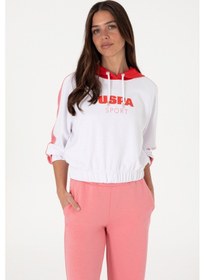 Resim U.S. Polo Assn. Kadın Beyaz Kapüşonlu Sweatshırt 50300697-VR013 