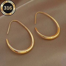 Resim Şık 18K Altın Kaplama Paslanmaz Çelik Damla Küpeler - Hipoalerjenik, Solma Dirençli, Günlük Kullanım & Partiler İçin Rahat Uyum - Kadınlar için Minimalist Takı Hediyesi, Anneler Günü, İlkbahar Aksesuarları, Şık Tasarım, Yüksek Kaliteli Yüzey İşlemesi 