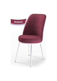 Resim Canisa Dexa Serisi, Üst Kalite Mutfak Sandalyesi,4 Adet Bordo Sandalye, Metal Beyaz Iskeletli Bordo Sandalye Beyaz Ayak 