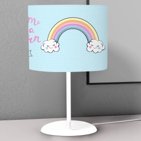 Resim instababyrooms Unicorn Gökkuşağı Desenli Çocuk Odası Dijital Baskılı Çocuk Odası Masaüstü Abajur Avize 