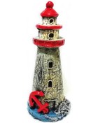 Resim Çapalı Deniz Feneri Akvaryum Dekoru 20 CM Kırmızı 