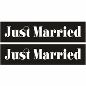 Resim liyanamoda Just Married Gelin Düğün Arabası Plaka Folyo Baskı Siyah Zemin 