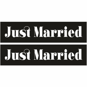 Resim liyanamoda Just Married Gelin Düğün Arabası Plaka Folyo Baskı Siyah Zemin 