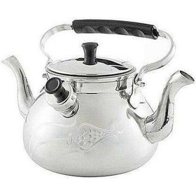 Resim Yayke Çift Taraflı Osmanlı Motifli Alüminyum Demlik Süzgeçli Çay Gri 