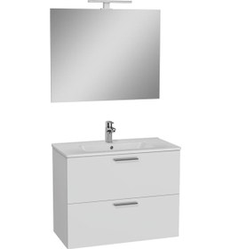 Resim Mia 75024 Banyo Dolabı Seti, Çekmeceli, 80 Cm, Parlak Beyaz 