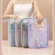 Resim waixingren Kalınlaştırılmış L Şekilli Belge Çantası - Büyük Kapasiteli File Organizatörü, Fermuar Kapatma, Dayanıklı Polyester, Taşınabilir ve Taşınabilir Öğrenciler, Ofis, Sınavlar, Seyahat, Sınav Kırtasiye Depolama, L Şekilli Tasarım, Güvenli Fermuar Kapatma 