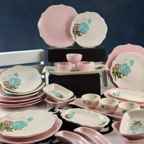Resim Keramika Turkuaz Gül 29 Parça 6 Kişilik Kahvaltı Takımı Pembe 