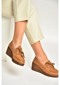 Resim Fox Shoes Y602006402 Taba Süet Dolgu Tabanlı Kadın Ayakkabı Taba 