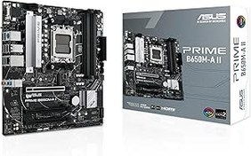 Resim ASUS PRIME B650M-A II AMD B650 AM5 DDR5 6400 DP HDMI VGA Çift M2 USB3.2 AURA RGB 2.5Gbit LAN mATX ASUS 5X PROTECTION III, BIOS Flashback 