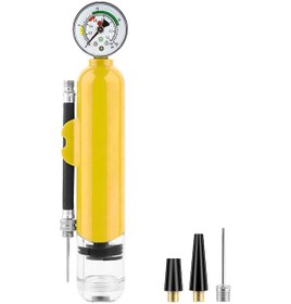 Resim Konesam Mini Sarı Basketbol Futbol Hava Pompası - Taşınabilir Hızlı Abs Materyal 1.4bar/20psi - 19.3x4cm 