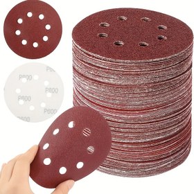 Resim 10 adet/50 adet 125mm Zımpara Diskleri 60/80/100/120/150/180/240/320/400/600/800/1000 Grit Taşlama Diskleri, Plastik Metal Ahşap için Yuvarlak Parlatma Levhaları, Taşlama Araçları 