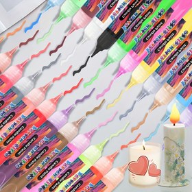 Resim 18 renkli mum kalemi (10ml/0.35oz), DIY mum yapımı - yaratıcı mum yapımına uygun, renkli mumlar için, Noel süslemeleri ve doğum günü partisi merkezleri için ideal, mum yapım malzemeleri 