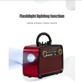 Resim Klasik Tasarımlı Renkli Radyo, Bluetooth, Fm, Usb, Sd, Mp3, Aux, Işıklı Hoparlör 